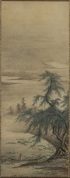 Zhou maoshu appréciant Lotus Kano Masanobu japonais Peinture à l'huile